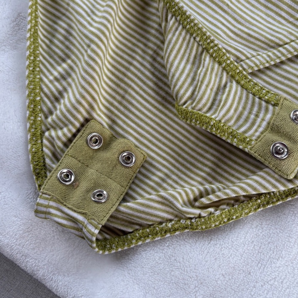 Ann Taylor Bodysuit Women Large Green Striped Silk Blend Vintage Sleeveless Tank - Picture 6 of 8